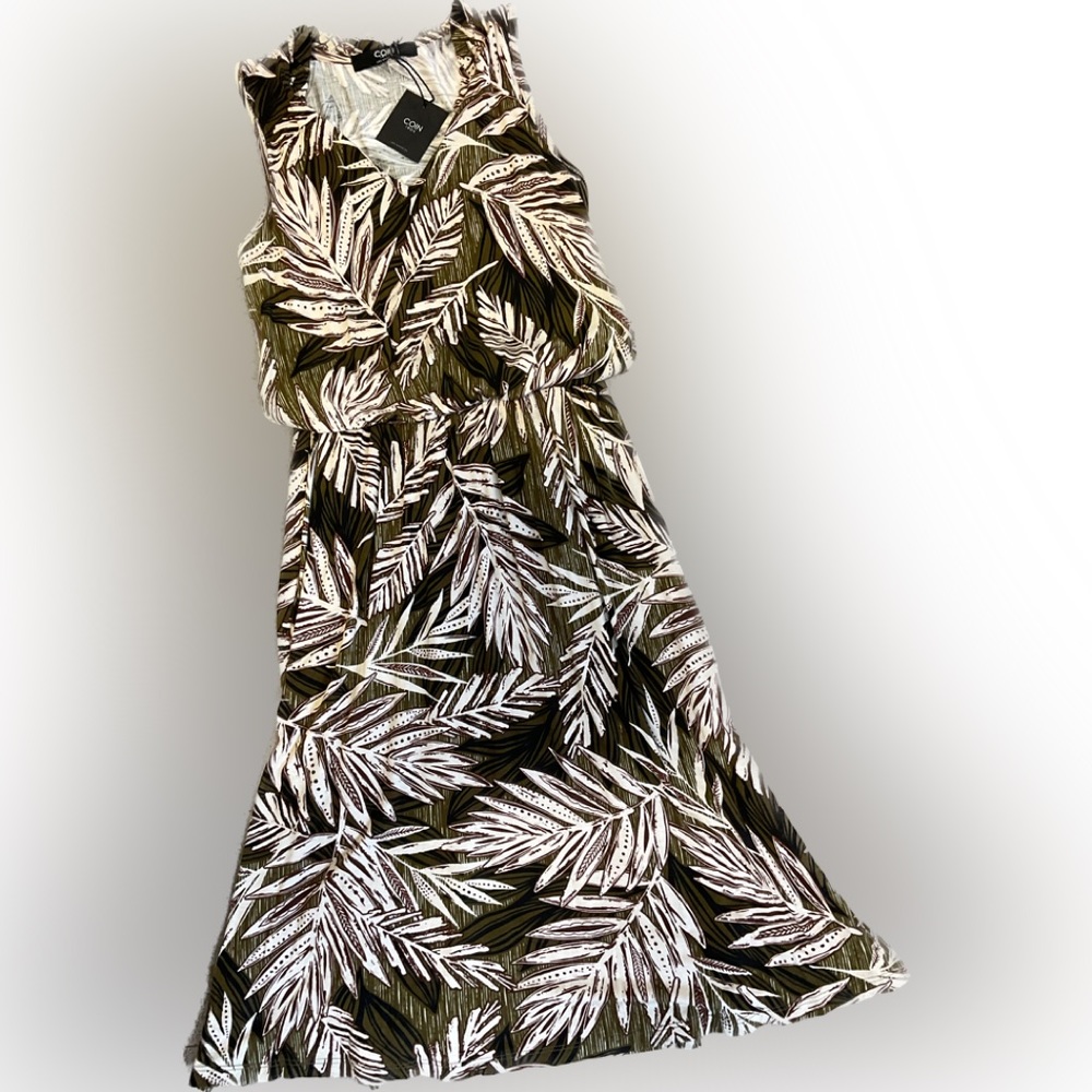 COIN1804 knit dress in olive fern print